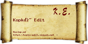 Kopkó Edit névjegykártya